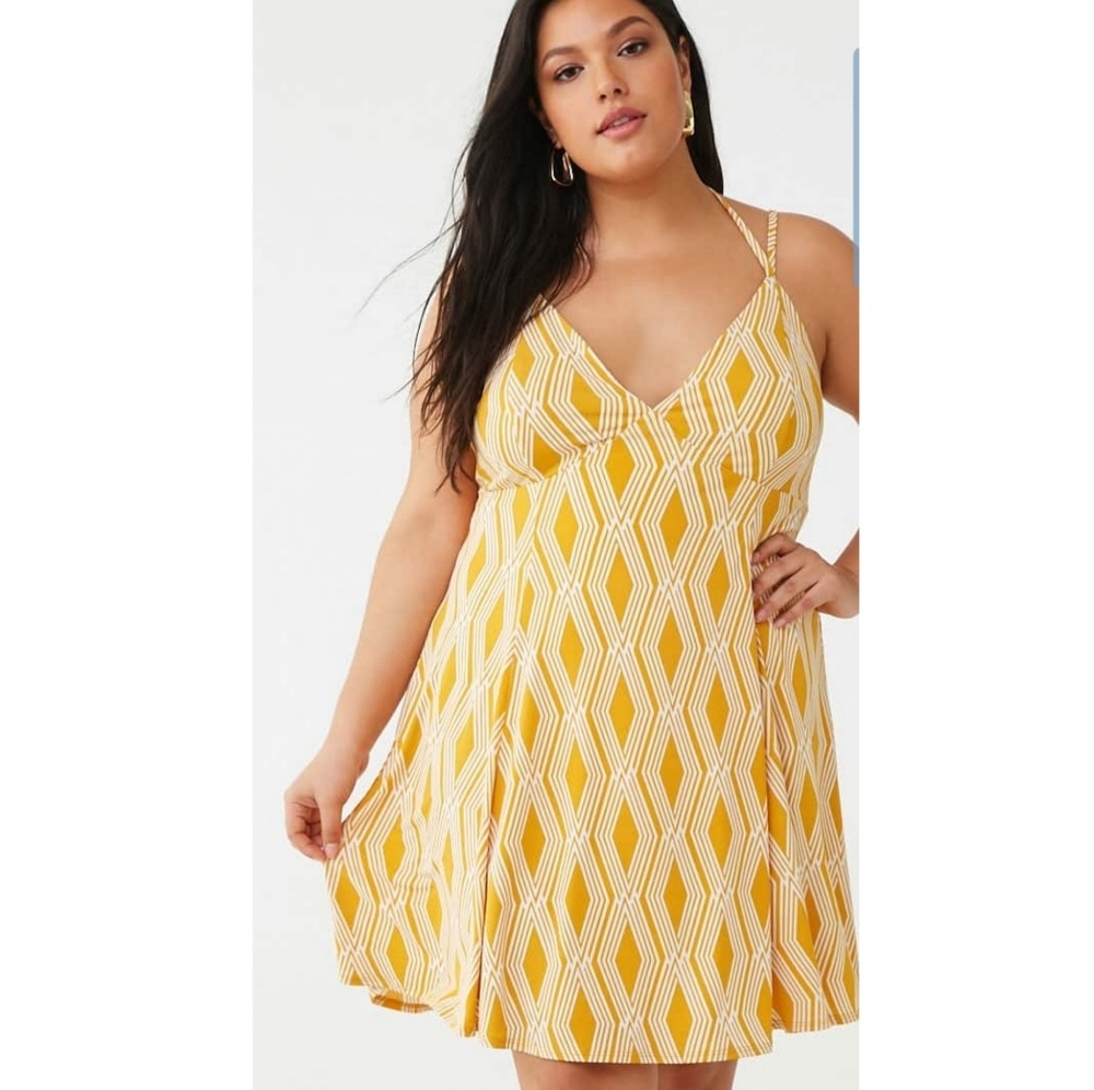 Forever 21 Yellow Geometric A-Line Sundress